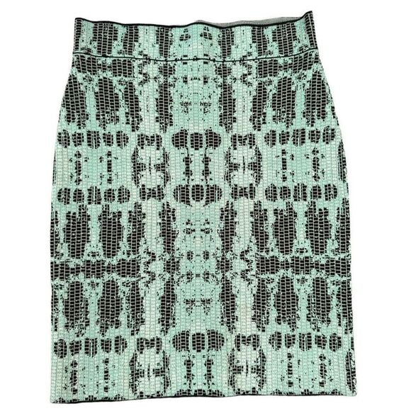 BCBGMAXAZRIA KELLY GREEN SCARLET INK-BLOCK SKIRT size M NWOT - Picture 3 of 9